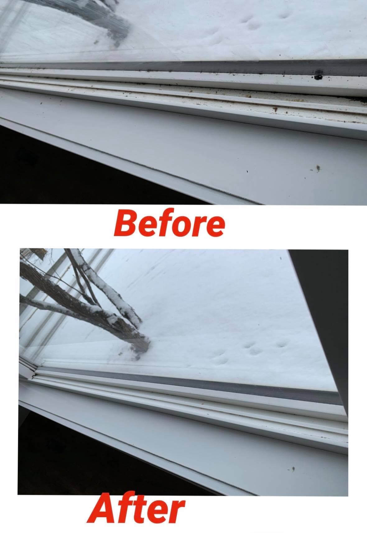 before and after, window cleaning, Edmonton